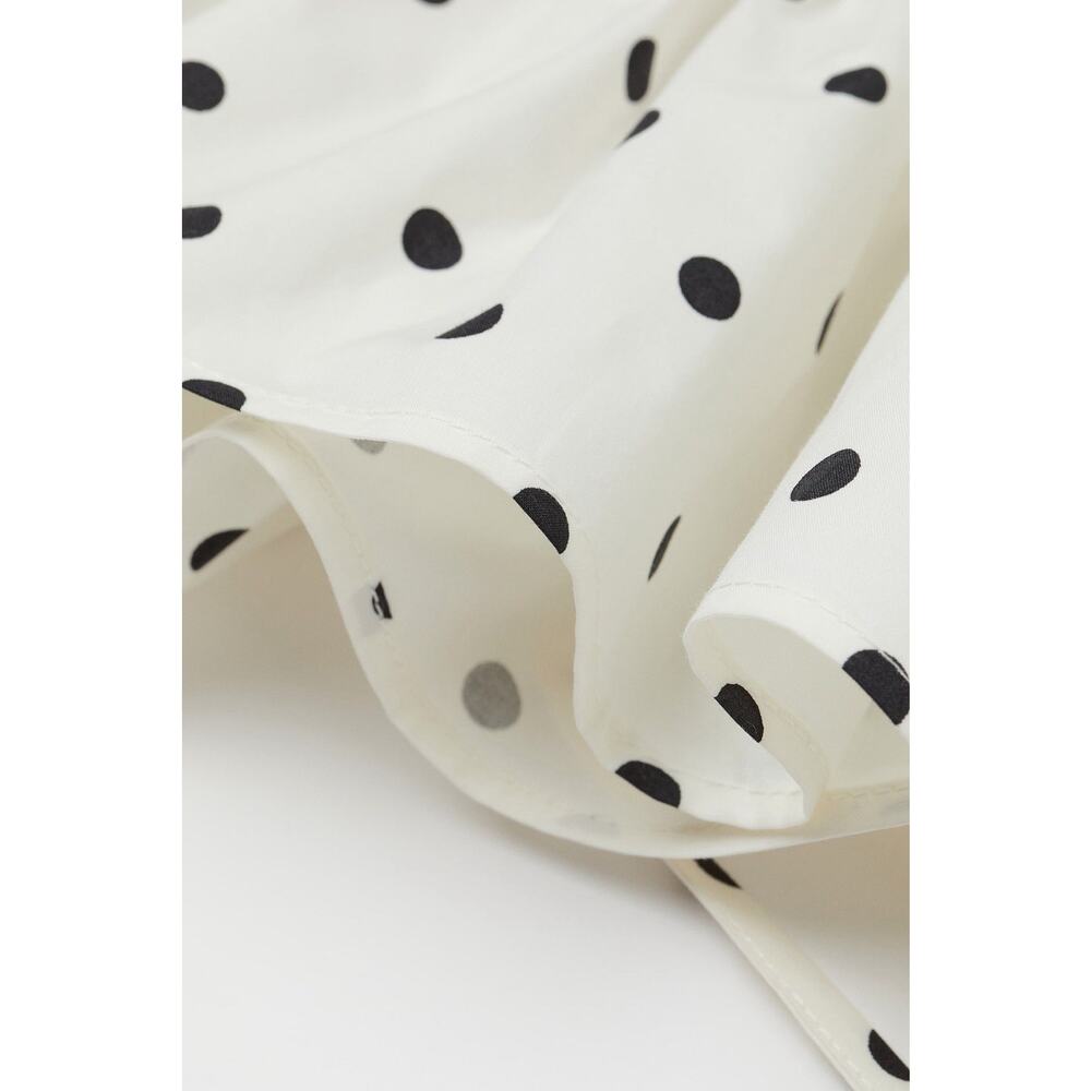 H&M Shirt Womens Small White Blouse Crop Top Puff Short Sleeve Polka Dot Ladies - Picture 3 of 9